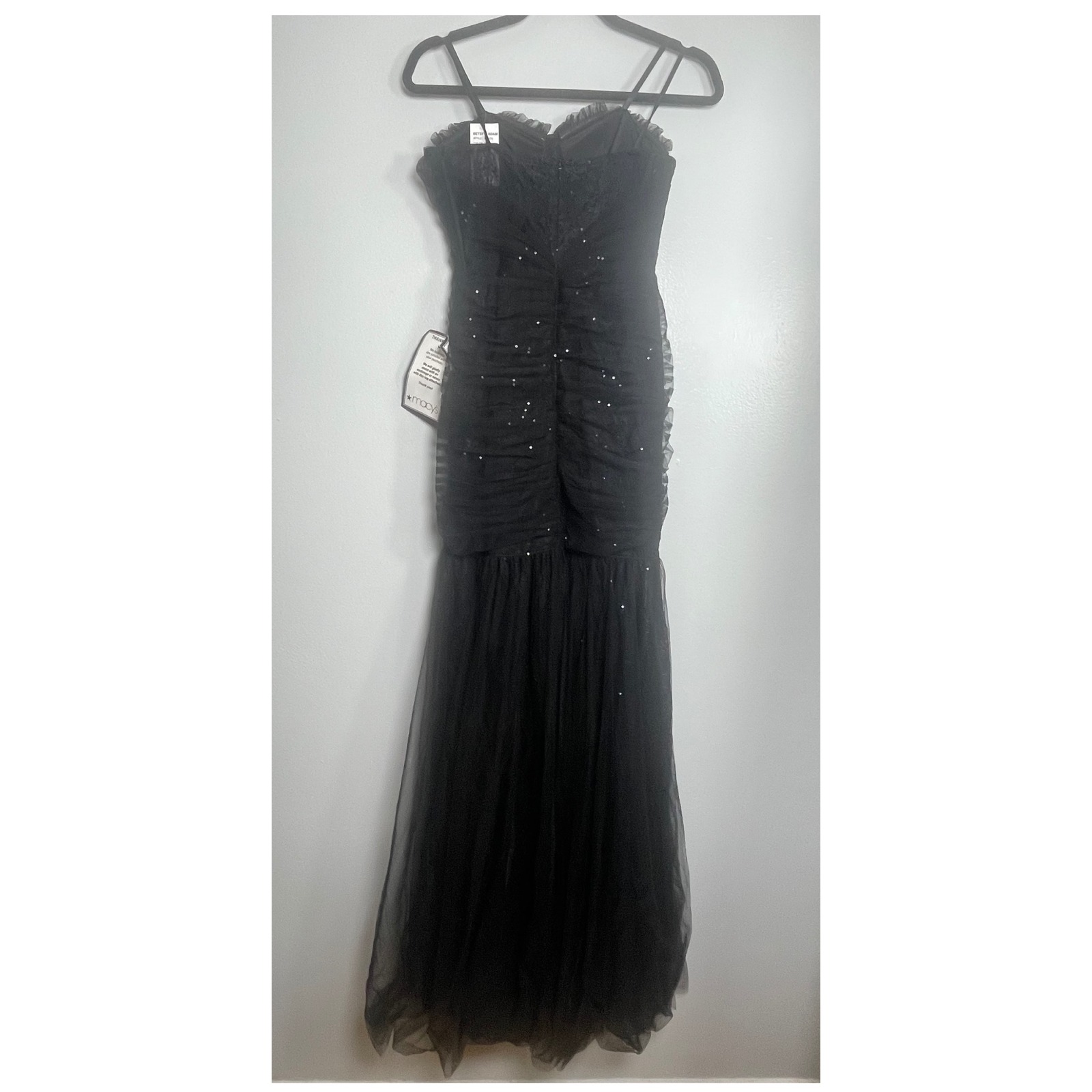 Betsy & Adam Black Sequin Tulle Mermaid Gown Size 2 New Formal Dress Party — image 4 of 8